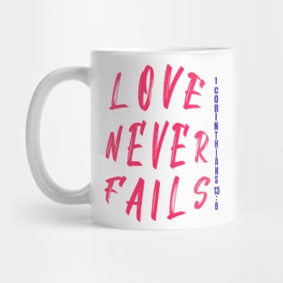 Love Never Fails Bible Verse Mug